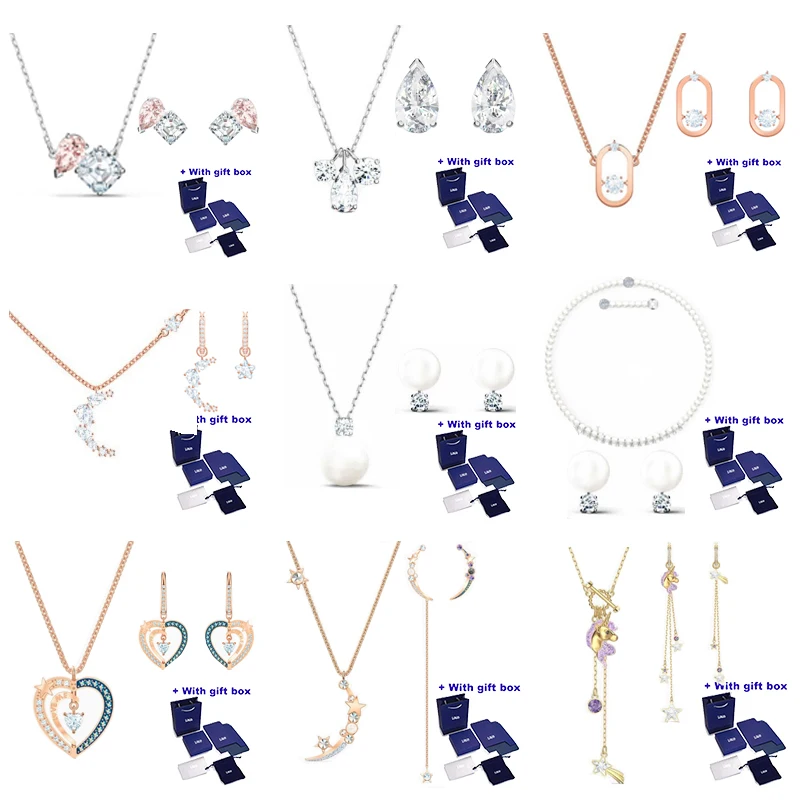 

S High Quality Women's Necklace Earrings Set, Unicorn, Heart, Pearl Necklace Earrings, Delivery Gift Box, Free Shipping
