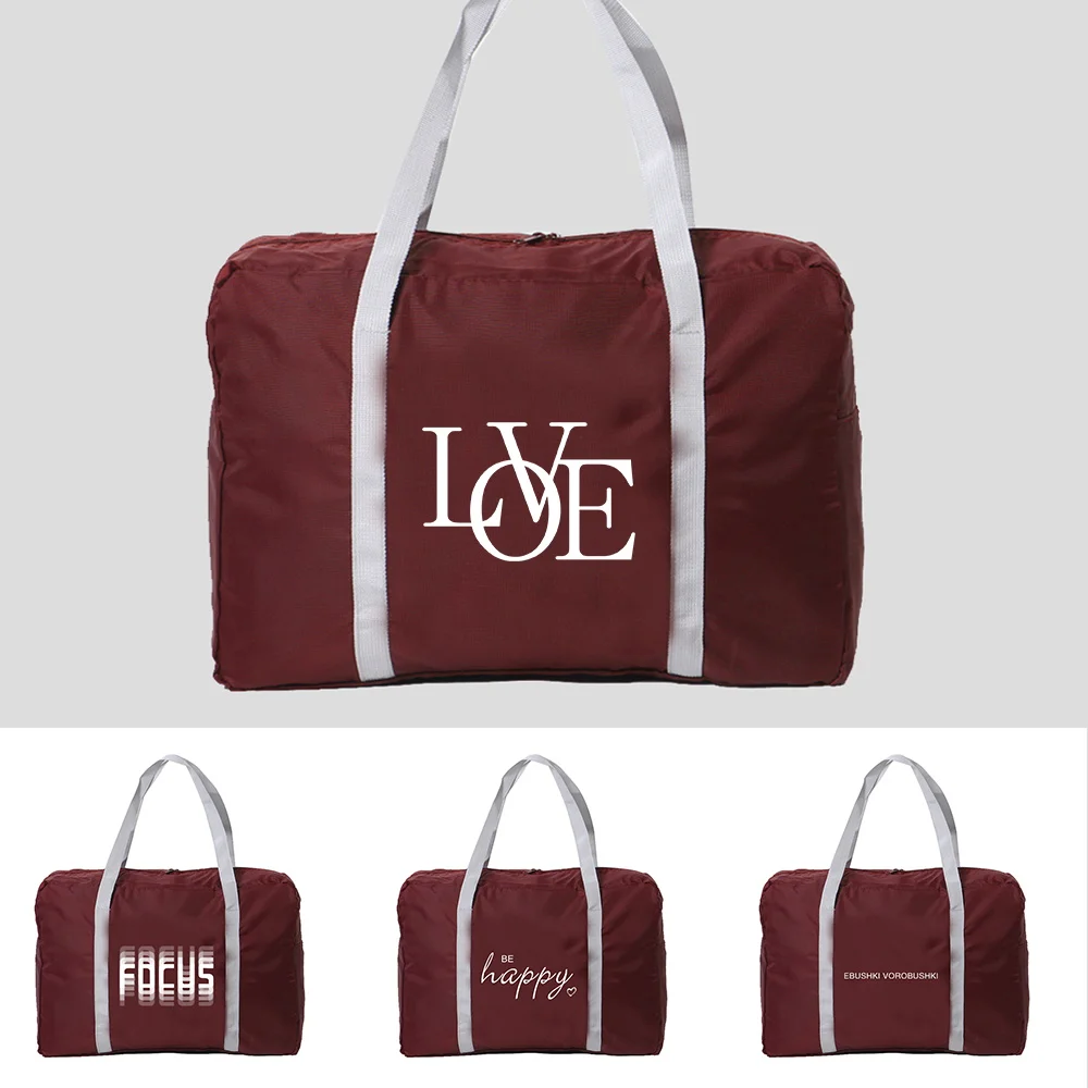 

Travel Bag Unisex Folding Handbag Organizers Large Capacity Portable Luggage bag Waterproof Text Series Print Travel Accessories