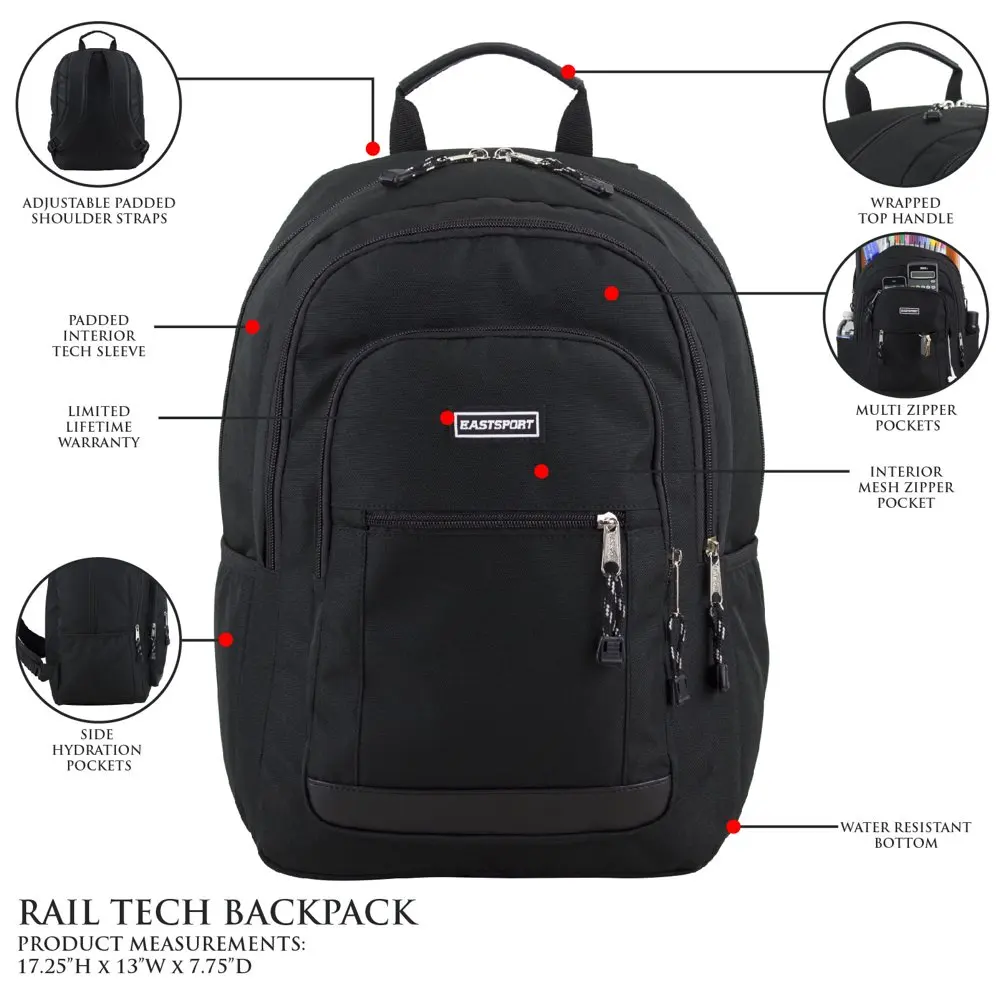 Rail Tech Black Backpack