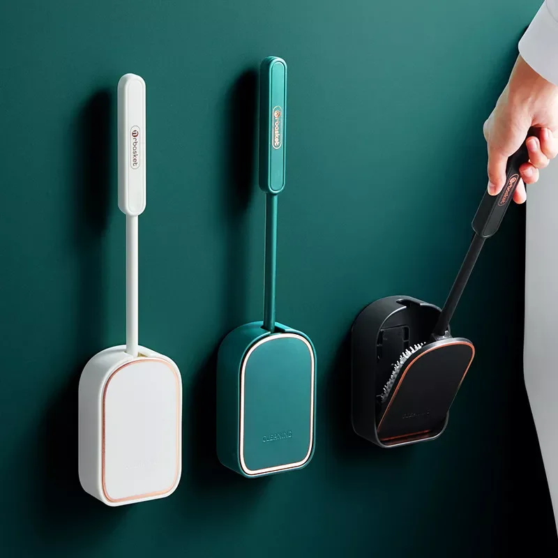 

Wall-Mount Toilet Brush Gold Plated Luxury Silicone Head Cleaning Quick Draining Cleaner Brush Bathroom Accessories Tpr Material