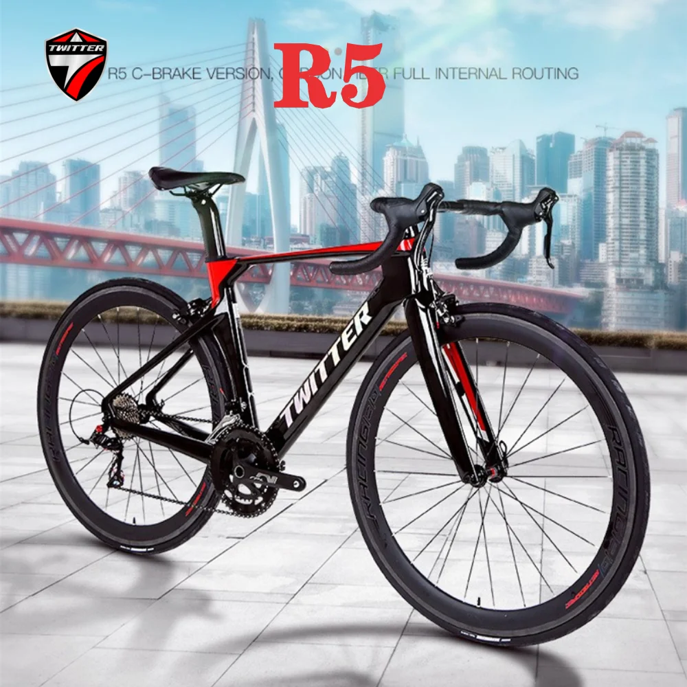 

TWITTER-Carbon Fiber Bicycle Wheel, R5 RS-24S, Full Hidden Inner Routing Routing, T800 Full Carbon Fiber, Breaking Wind, 700 * 2