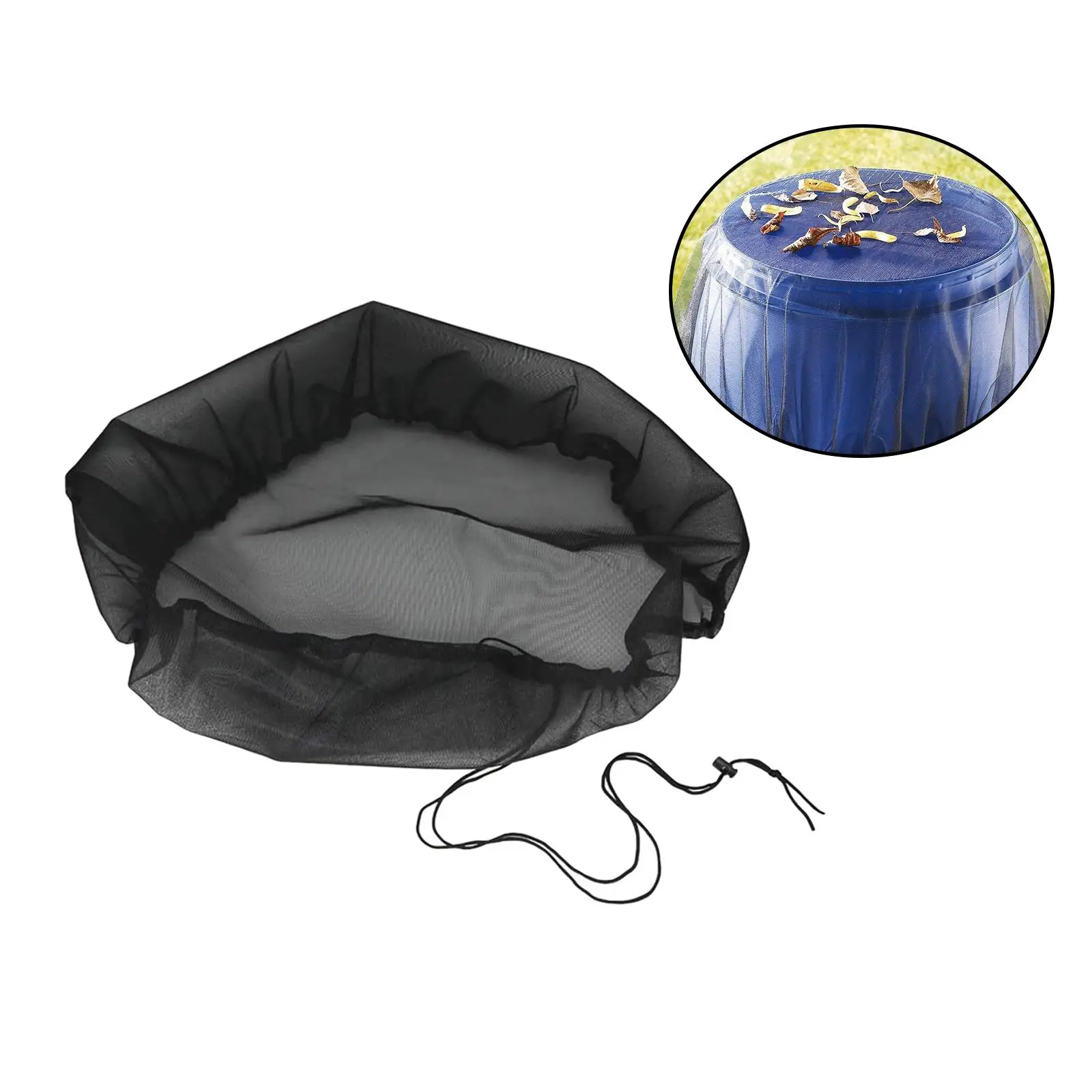 

Mesh Cover with Drawstring Water Collection Buckets Tank Protector for Rain Barrels