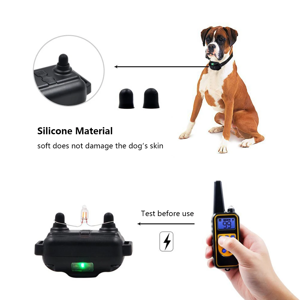 

Rechargeable Pet Dog Bark Stop Shock Collar IPX6 Waterproof 2624.67FT Vbration/Deep/Shock for Medium Large Breed