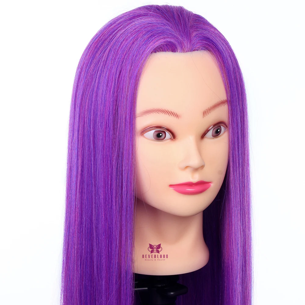 Профессиональная голова-манекен NEVERLAND, 30 дюймов, для тренировки длинных волос фиолетового и радужного цветов от AliExpress WW