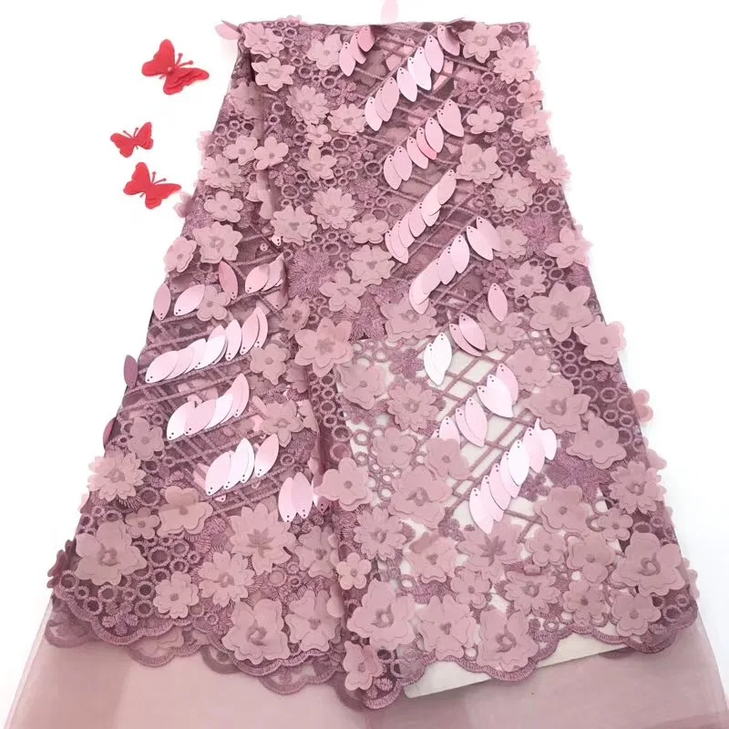 

Latest African Lace Fabric New Design Tulle French Lace Fabric Embroidered Women Lace Material With Stones RF83