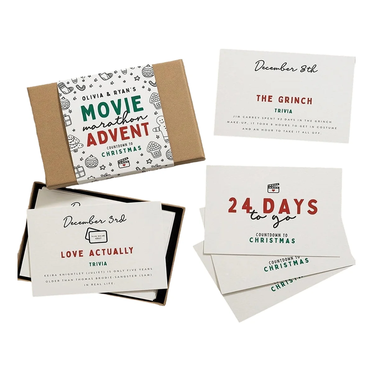 Рождественские открытки-календарь 24 шт. набор рождественских календарей