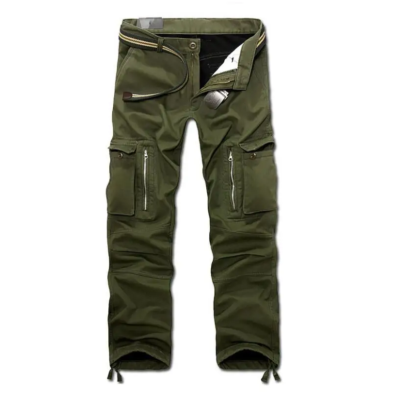 Men Fleece Cargo Pants Winter Thick Warm Pants Man Multi Pocket Casual Military Baggy Tactical Trousers XS-6XL w428