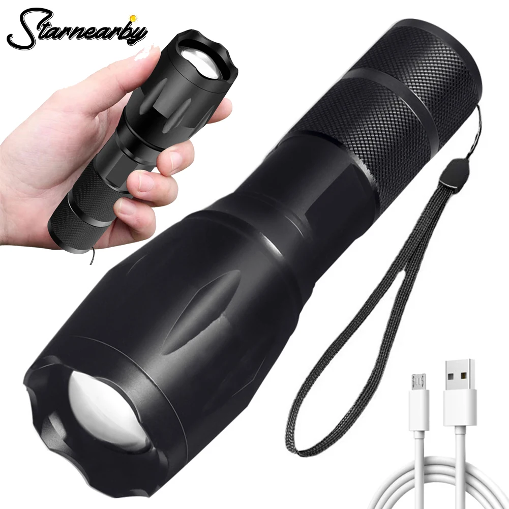 

Портативный светодиодный фонафонарь, 3 режима освещения, зарядка через USB, водонепроницаемые уличные фонари для кемпинга, рыбалки, 1-20 шт.