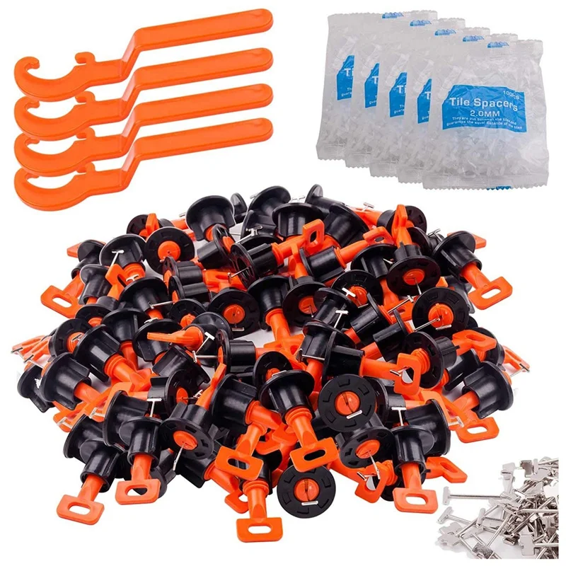 

Tile Leveling System Kit With 100Pcs Tile Leveler & 4 Special Wrenches & 500Pcs 2Mm Tile Spacers