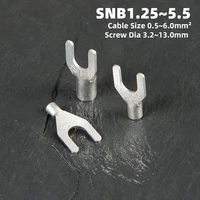 non insulated spade terminal electrical wire end fork naked crimp connector awg22 10 cable cold press terminal snb type