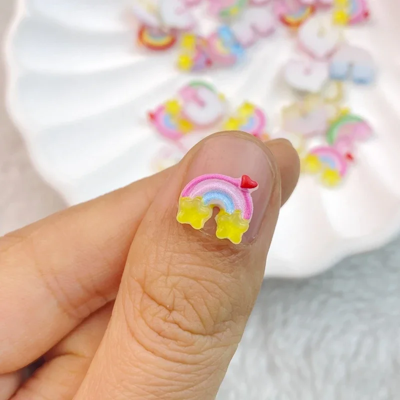 50 шт. новые милые полимерные Светящиеся в темноте Радужные плоские детали для