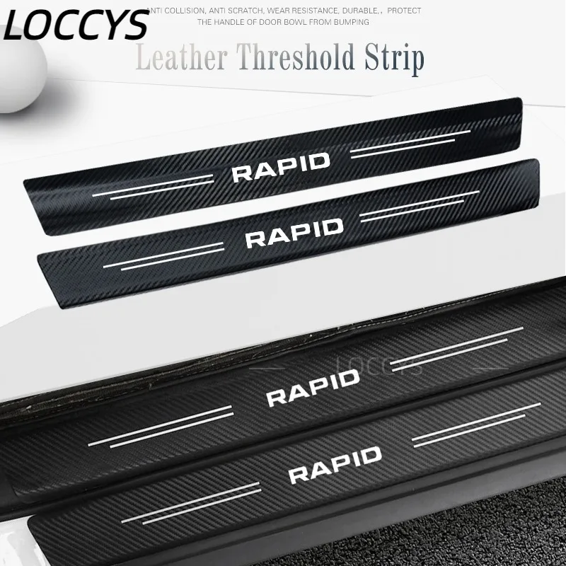 

4Pcs For Skoda Rapid Spaceback NH1 NH3 NA2 Car Door Sill Carbon Fiber Leather Stickers Threshold Pedal Protect Decor Decal