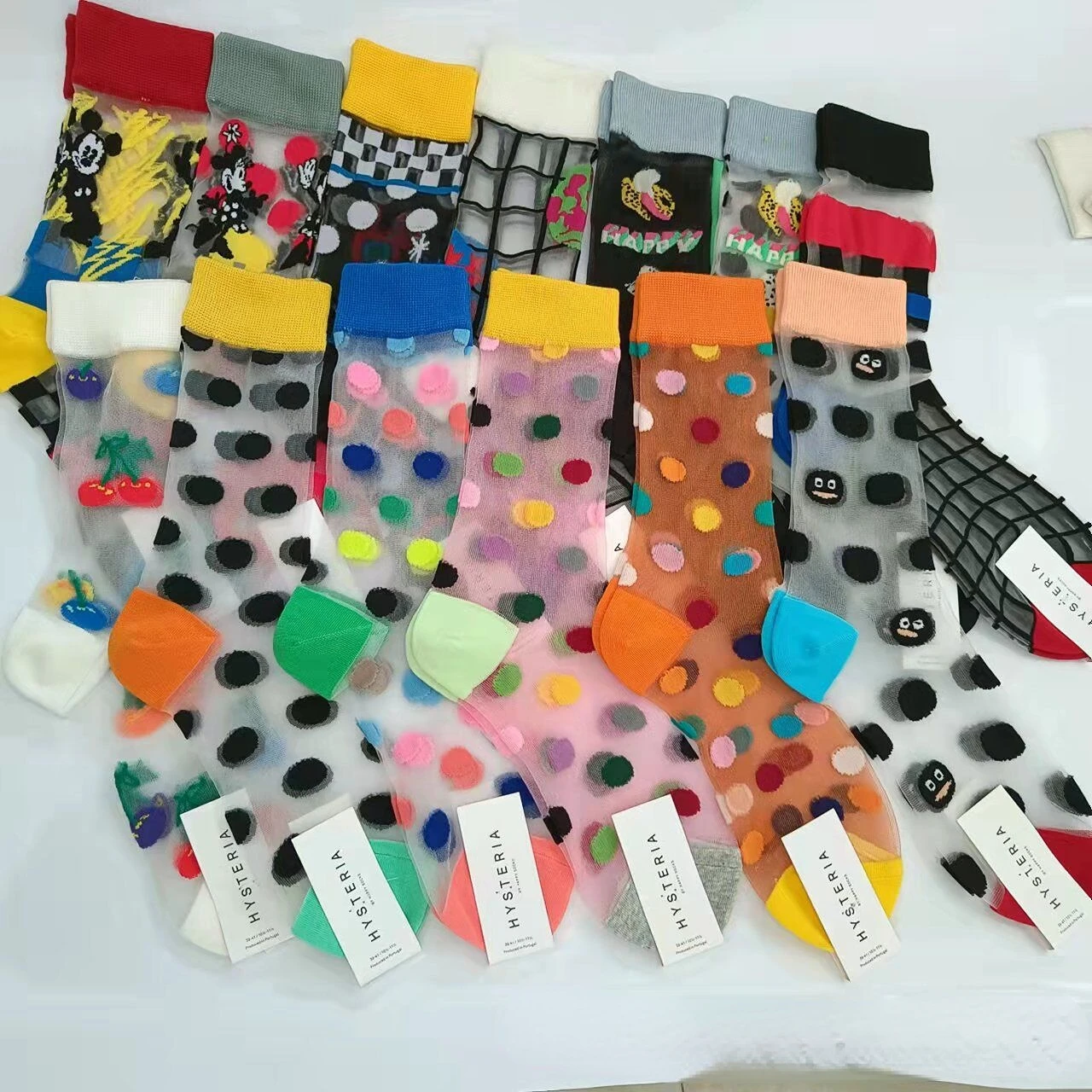 1 Pair Thin Transparent Sock Breathable Summer Women Printing   Sweet Cute Style Comfortable Elastic Short Socks Unisex Socks