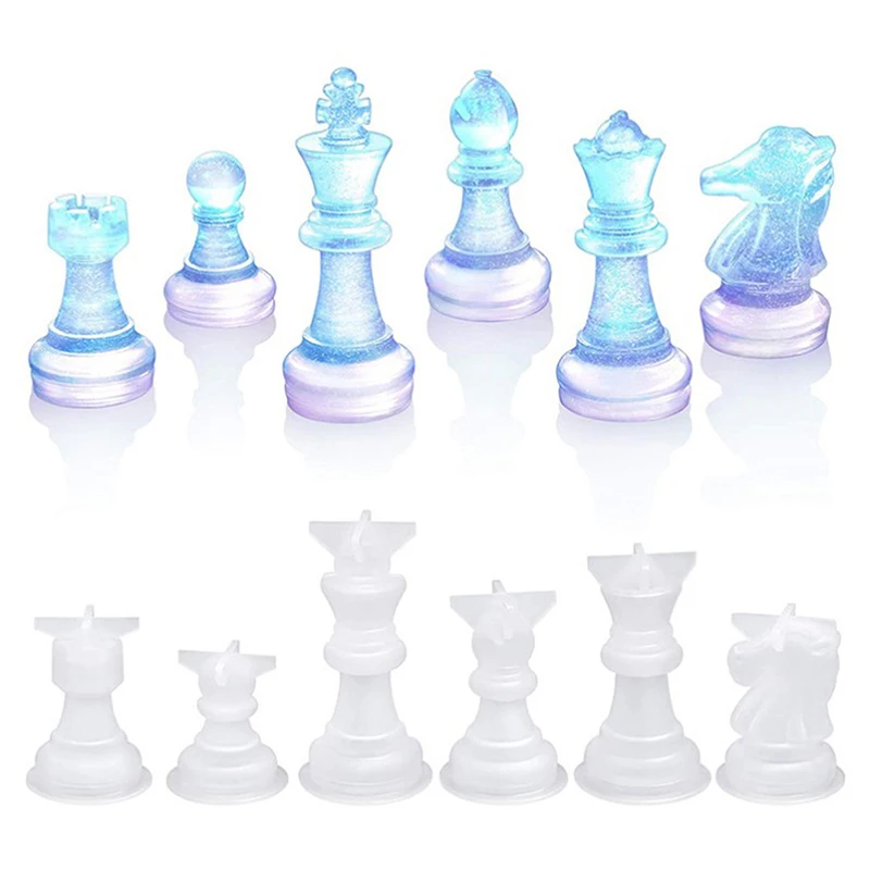 

1Pc DIY Chess Piece Crystal Epoxy Resin Mold Queen King 6 Three-Dimensional Chess Piece Silicone Mold