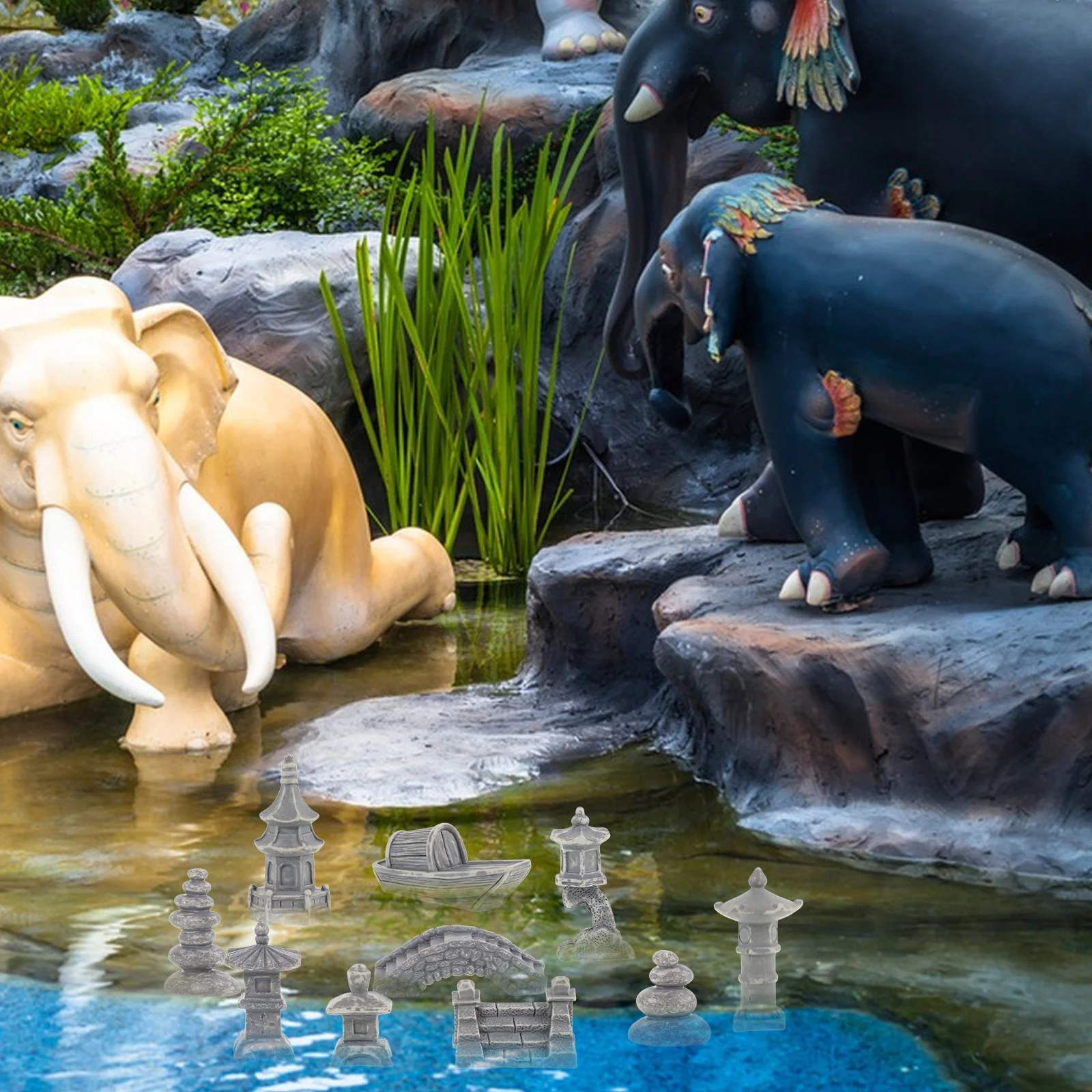 Рокарий украшения сад мини уличные пагода дзен смола миниатюрный пейзаж ретро