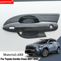 car styling abs car door handle cover box sequins handle frame sticker exterior accessories for toyota corolla cross 2021 2022