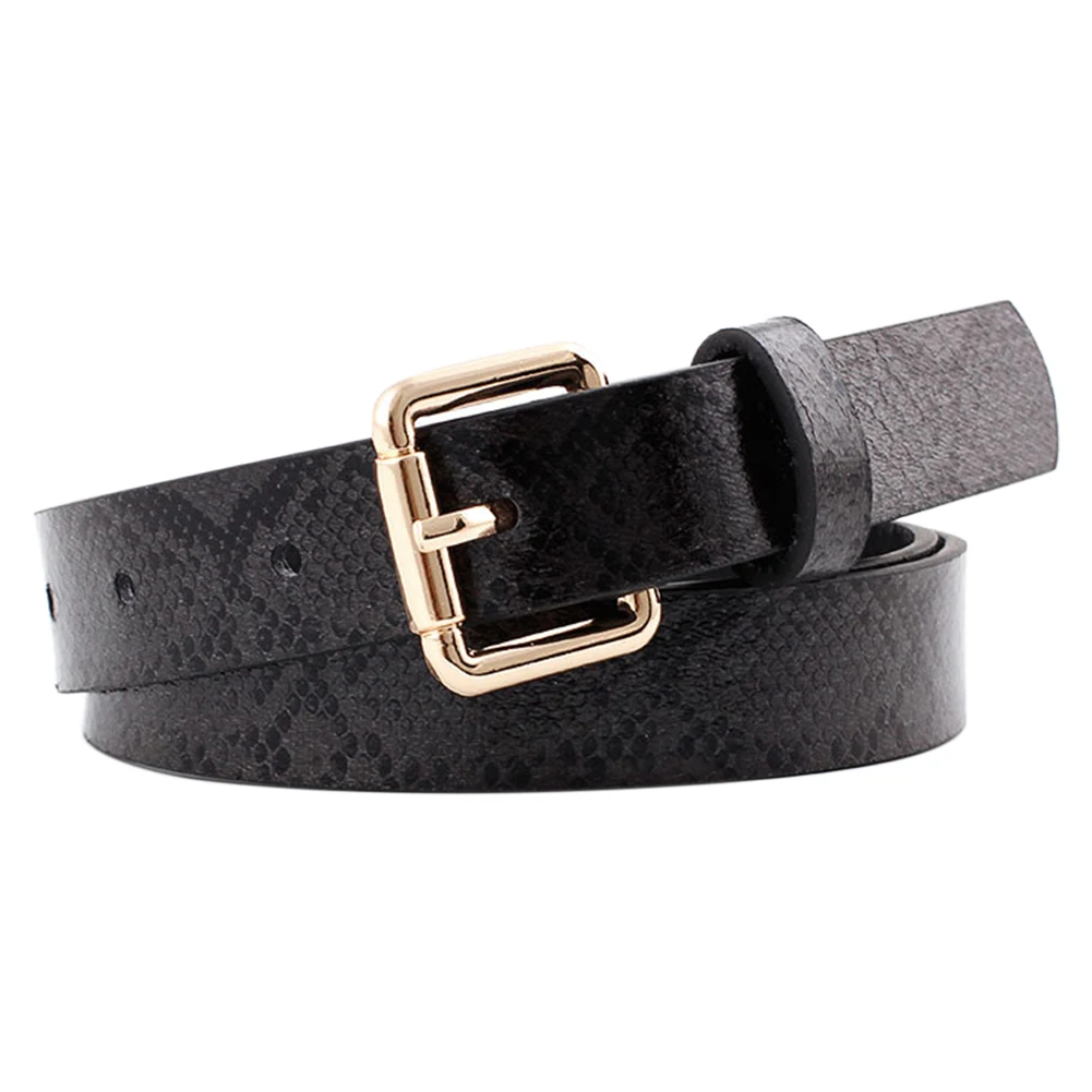 

Pin Buckle Luxury Strap Party PU Leather Fashion Snakeskin Print Adjustable Dress Jeans For Girls Waistband Women Belt Shopping