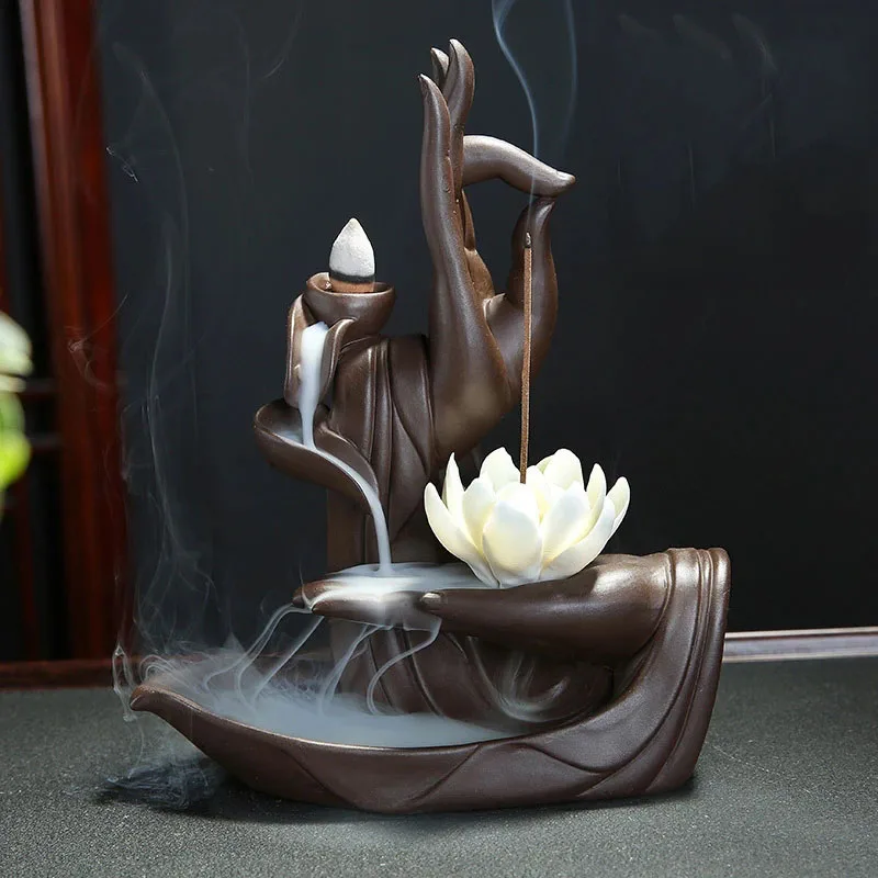 

Creative large purple sand bergamot backflow incense burner porch living room home decoration ceramic incense burner ornaments