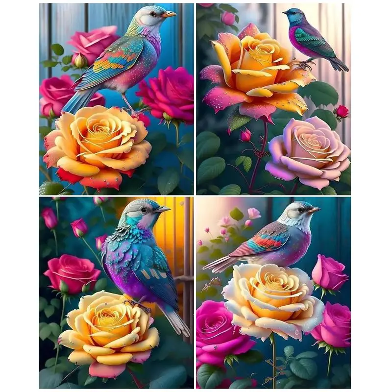 

GATYZTORY DIY Painting By Numbers Zero Basis HandPainted Oil Painting Birds And Flowers Picture Paint Unique Gift Home Decoratio