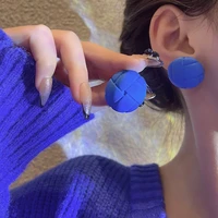 klein blue colorful sweet star biscuit earrings for women creative cute resin round button ear studs ear drop party jewelry gift