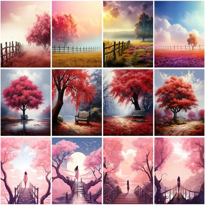 CHENISTORY Раскраска по номерам пейзаж рисунок на холсте ручная роспись подарочный