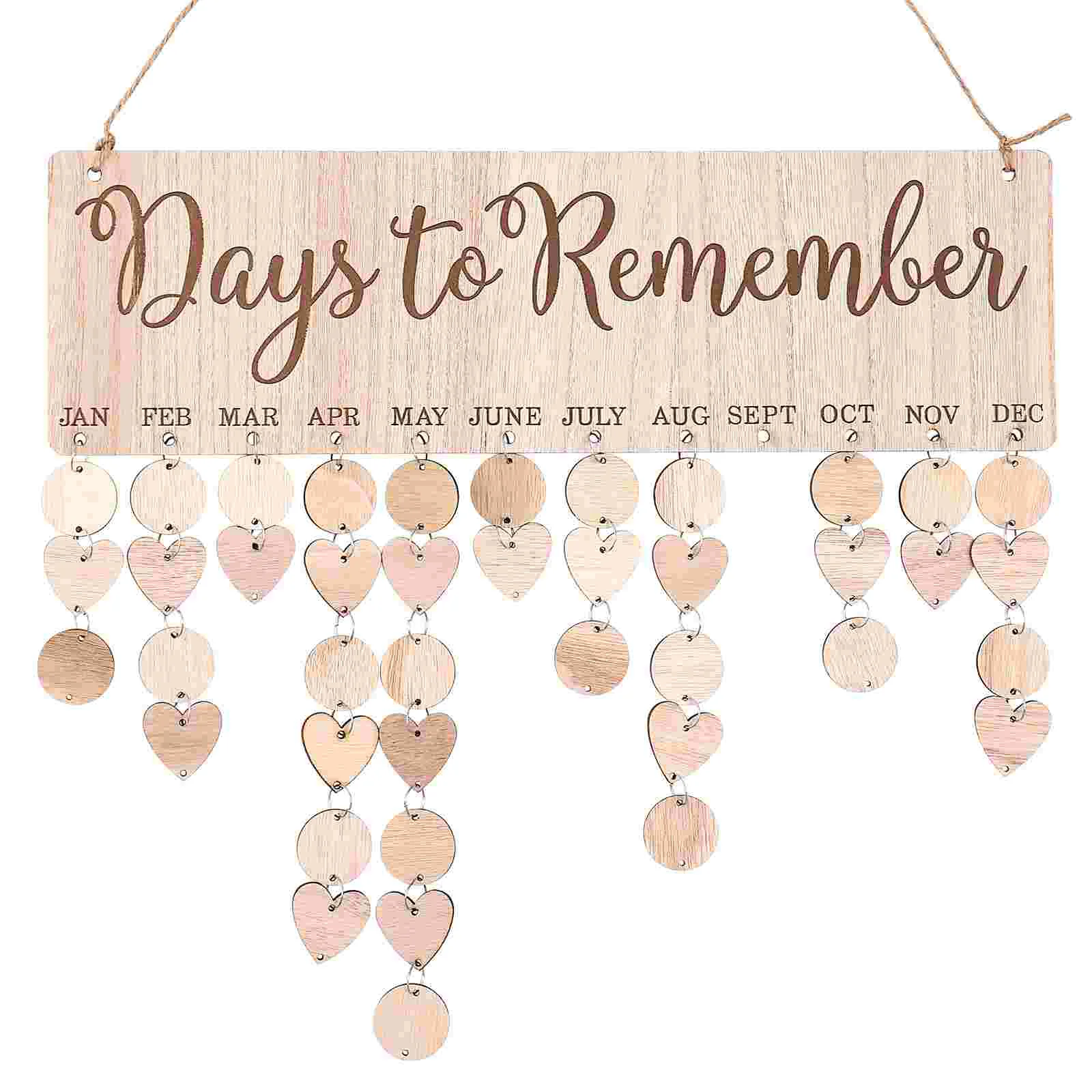 

Wooden Calendar Hanging Tag Birthday Plaque Reminder Family Board Home Accents Decor