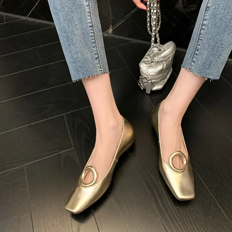 9 Years Old Shop Comfortable Natural Genuine Leather Women Heels Shoes Gold Silver Fashion Low Heel Shoes Easy To Walk