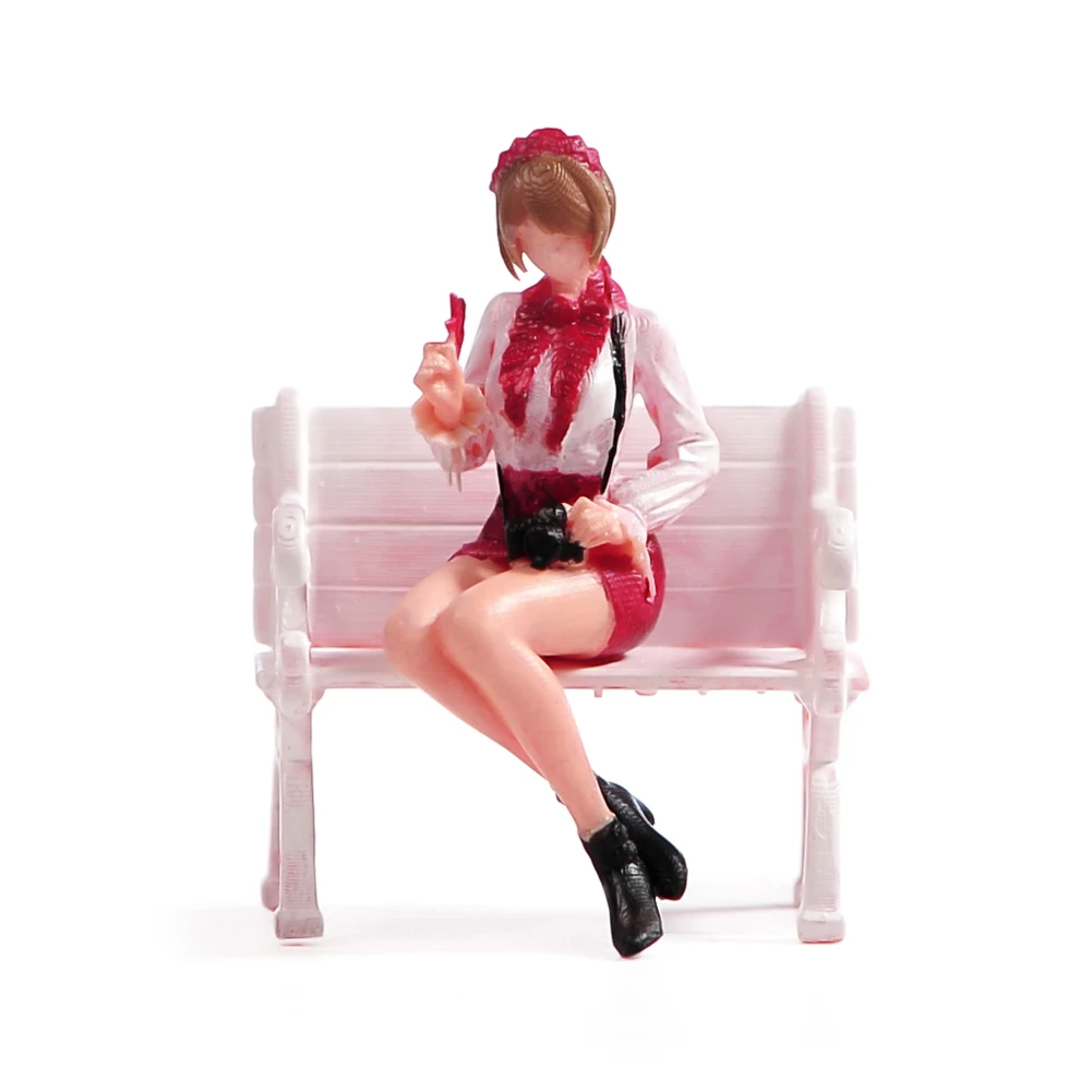 Миниатюрная фигурка 1/87 1/64 1/43 1/24 1/18 Девушка в красном платье на стуле Мини-диорама