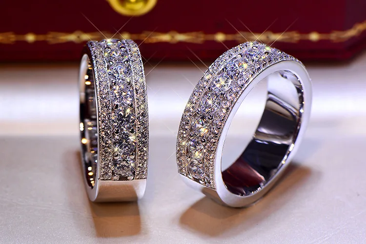 

Solid S925 Sterling Silver Color IF Cut Diamond Ring Fine Anillos De Bizuteria Wedding Silver 925 Jewelry Bijoux Gemstone Rings
