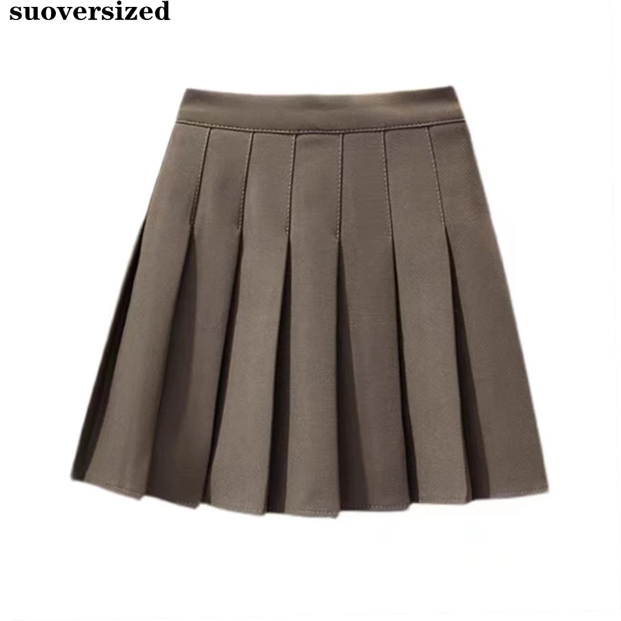 

Sweet Pleated Basic Solid Mini Skirt Women Kawaii Slim A-line Saia Spring Summer High Waist Faldas Korean Preppy Streetwear Jupe