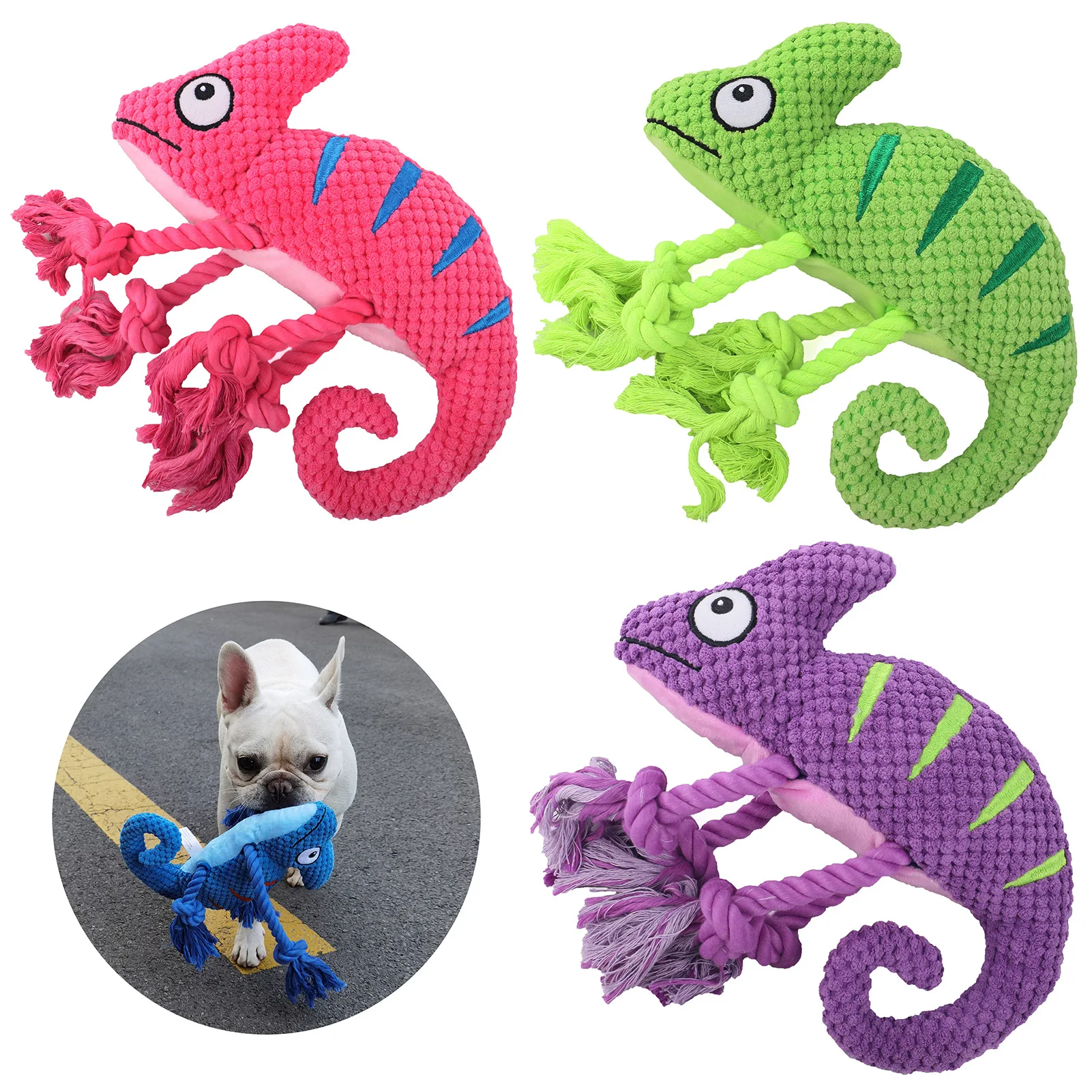 

Dog Plush Toy Squeaky Plush Stuffed Lizard Pull Interactive Pet Toy Dog Toy Fleece Squeak Toys