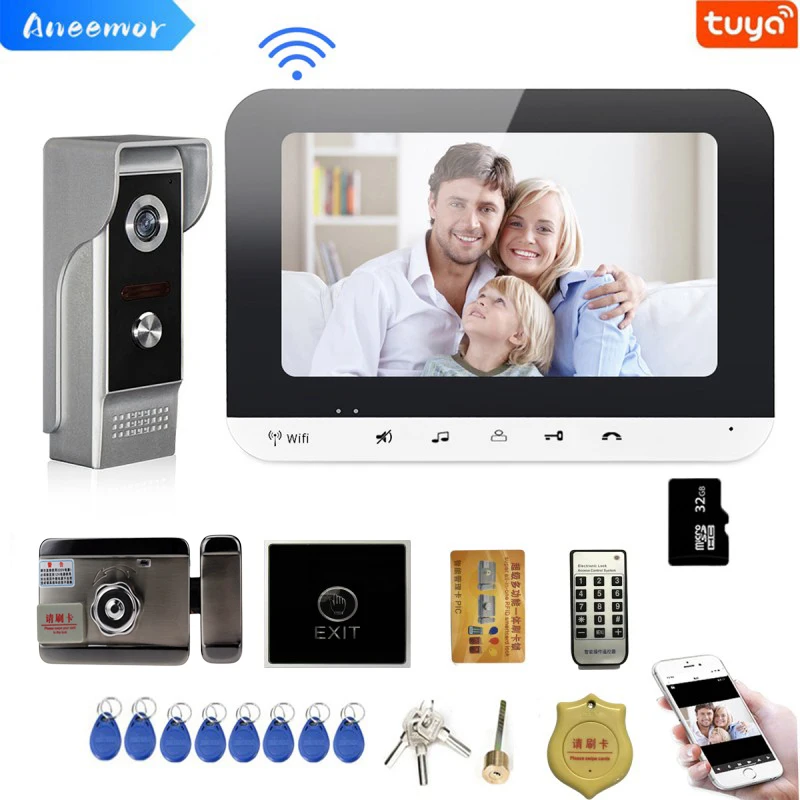 WiFi Intercom with Lock Support Tuya Smart APP Wireless Home Video Door Phone Doorbell Camera for Villa Security System