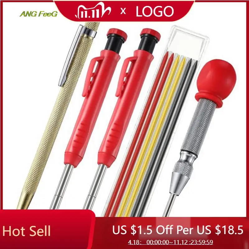 

10pcs Carpenter Pencils Marker And Automatic Center Punch Tool Marker Marking Tool For Construction