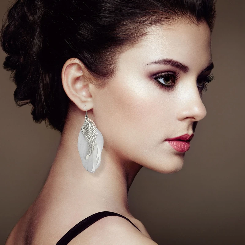 1 пара, серьги в виде пера