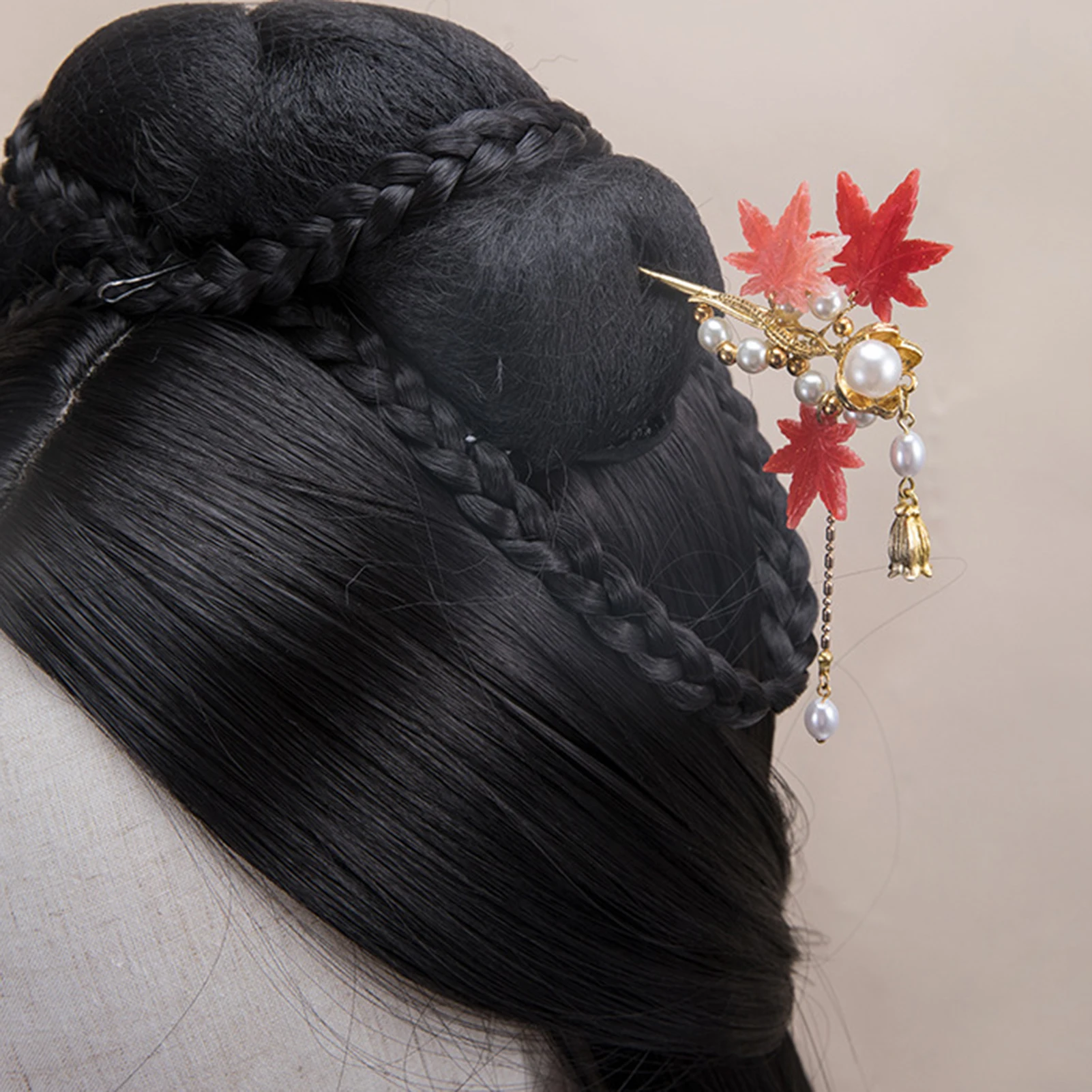 Заколки для волос в виде красного кленового листа золотого цвета металлические