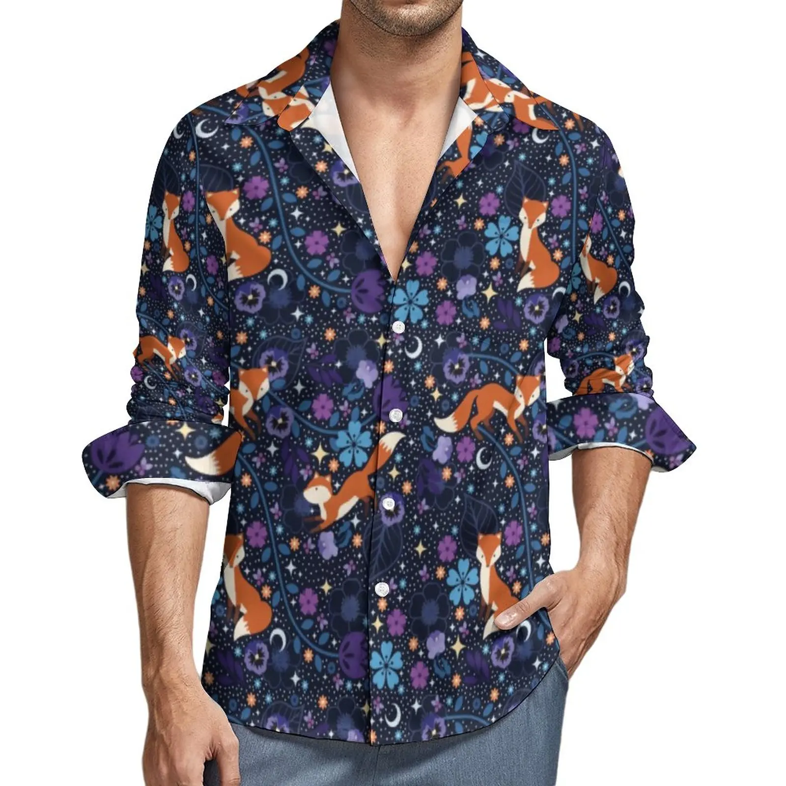 

Рубашка женская оверсайз с длинным рукавом и цветочным принтом, в стиле Харадзюку