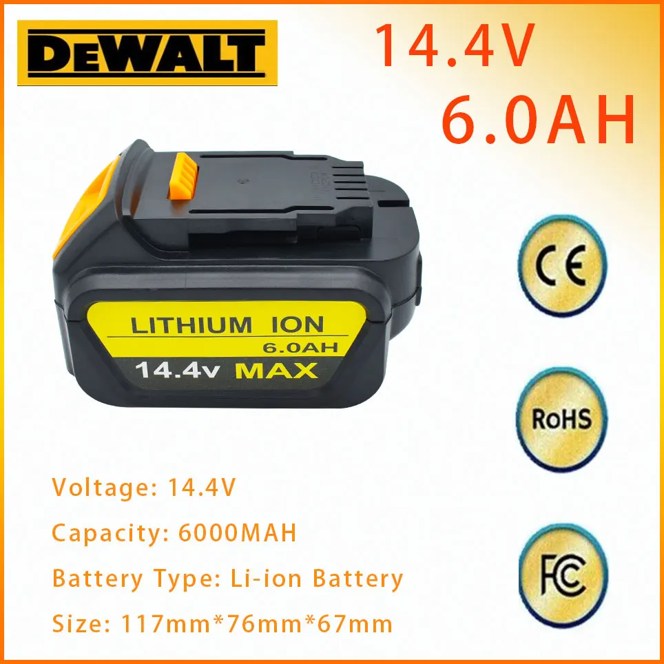 

Dewalt 14.4V 6.0AH for Dewalt battery power tools DCB140 DCB141 DCB142 DCD735L2 DCF835C2 DCF835L2 DCL030 XR lithium-ion battery