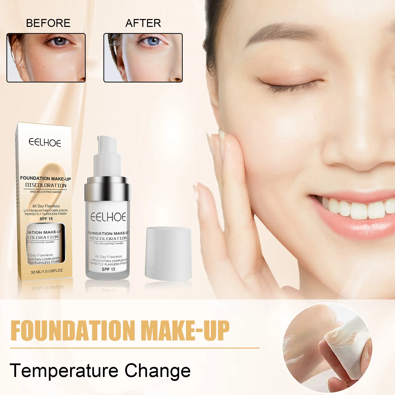 

30ml liquid foundation concealer Long lasting moisturizing waterproof sweat resistant makeupwarming brightening clear skin