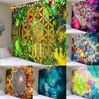 green gold colorful datura tapestry bohemian indian yoga wall hanging home decor room 200x150 wall tapestry mandalas aesthetic