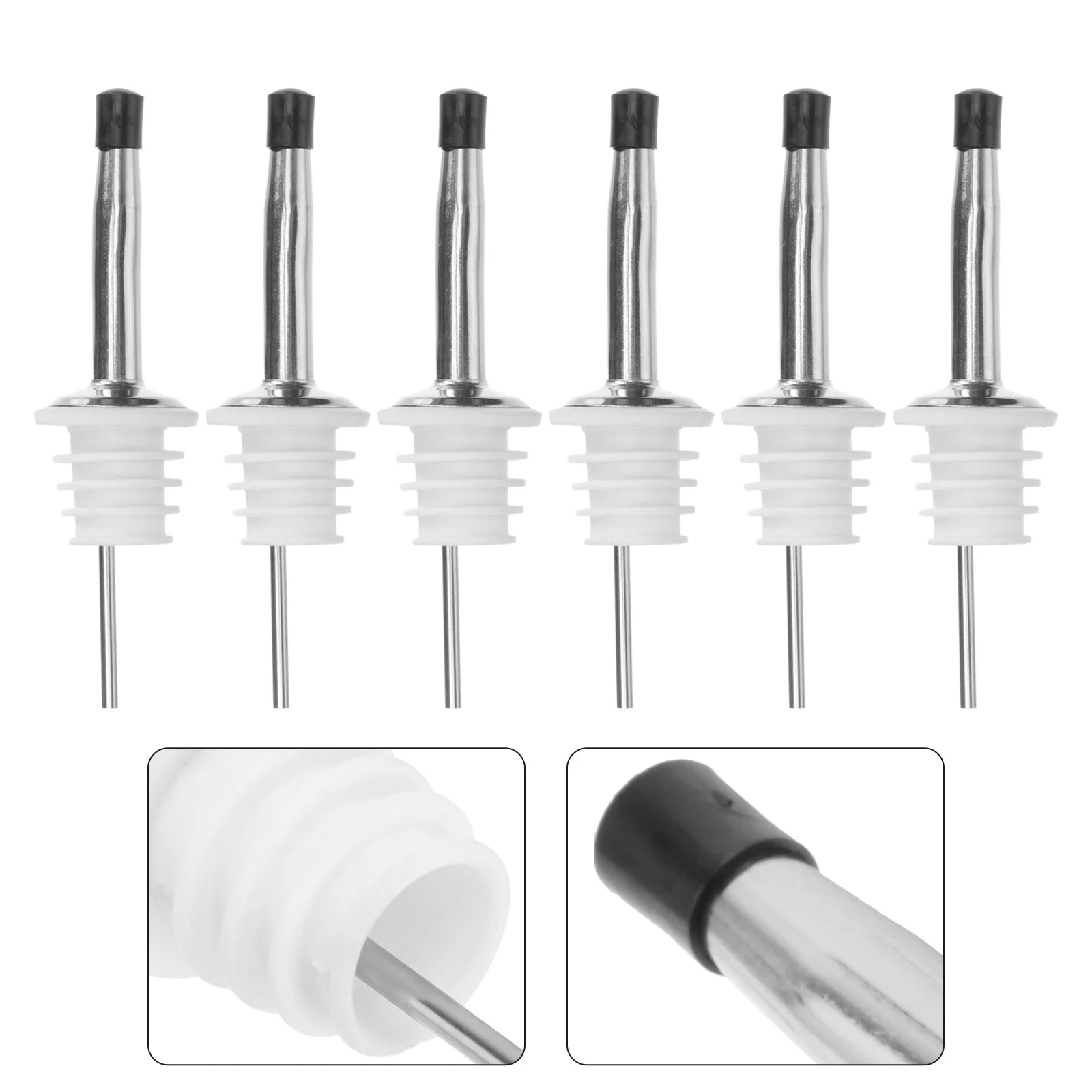 

6 Pourers Practical Stainless Steel Dispenser Pour Spouts Set for Home Bartender