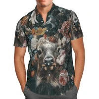2022 hawaii shirts summer casual button shirt beach holiday short sleeve 3d printed deer pattern fashion mens lapel hip hop tops