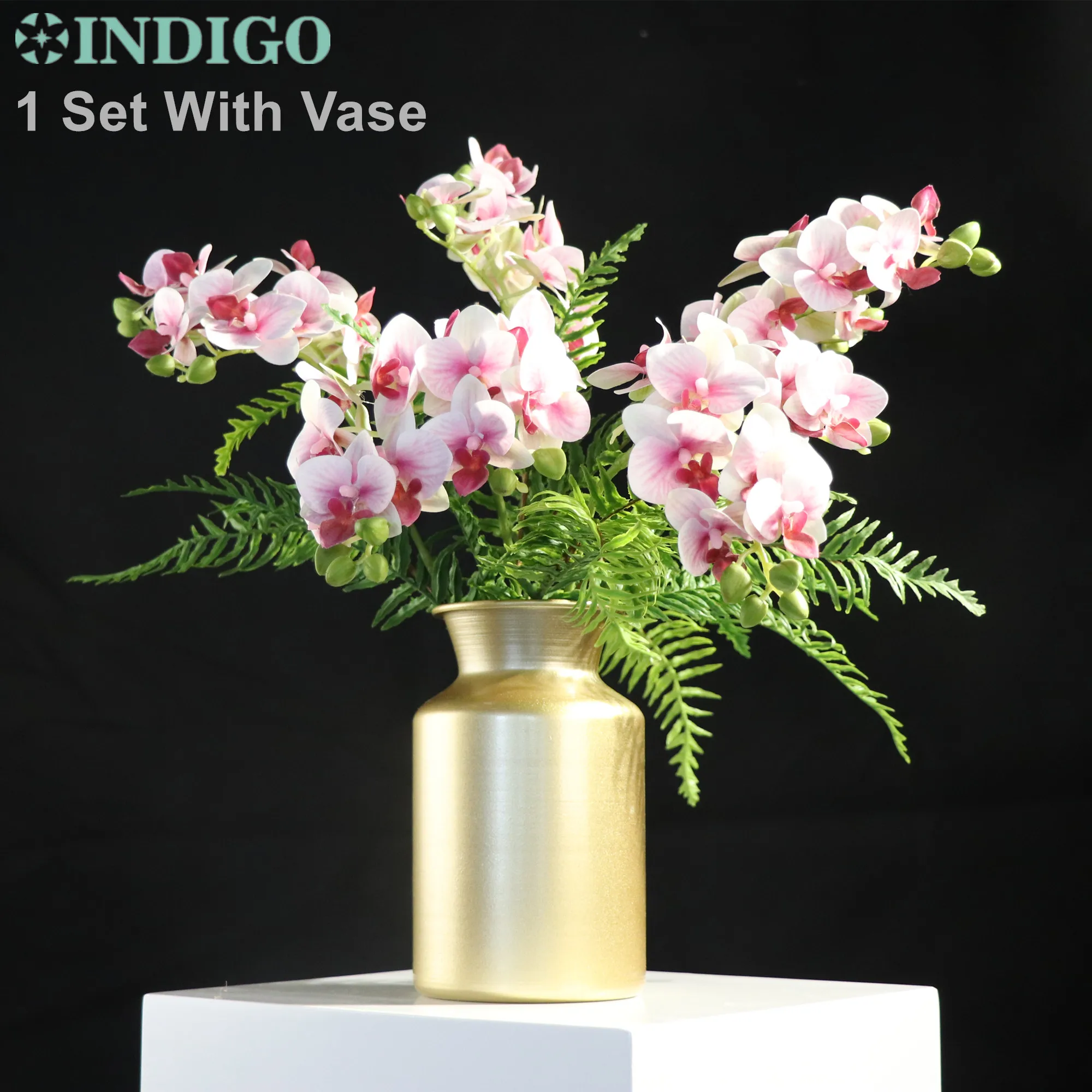 

1 Stem 11 Flowers Butterfly Orchids Home Decoration Real Touch Small Flower Table Party Event (No Vase)- INDIGO