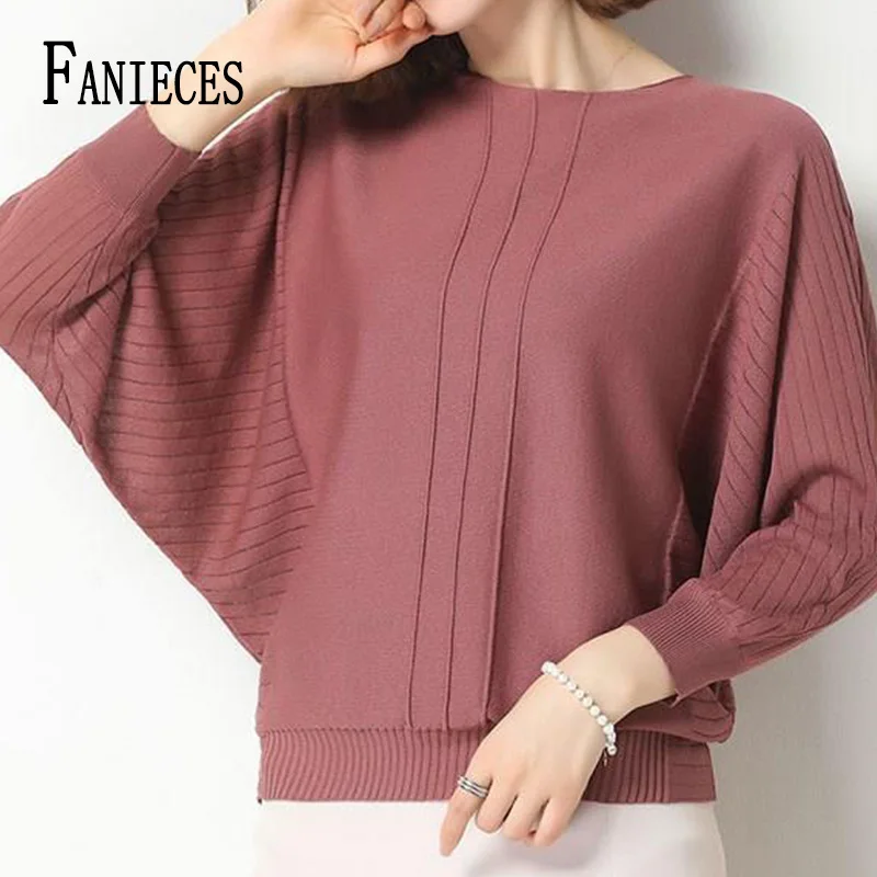 

Женские вязаные свободные свитера FANIECES на осень и зиму, Женский пуловер в стиле пэчворк, топы с длинным рукавом и круглым вырезом, Повседнев...