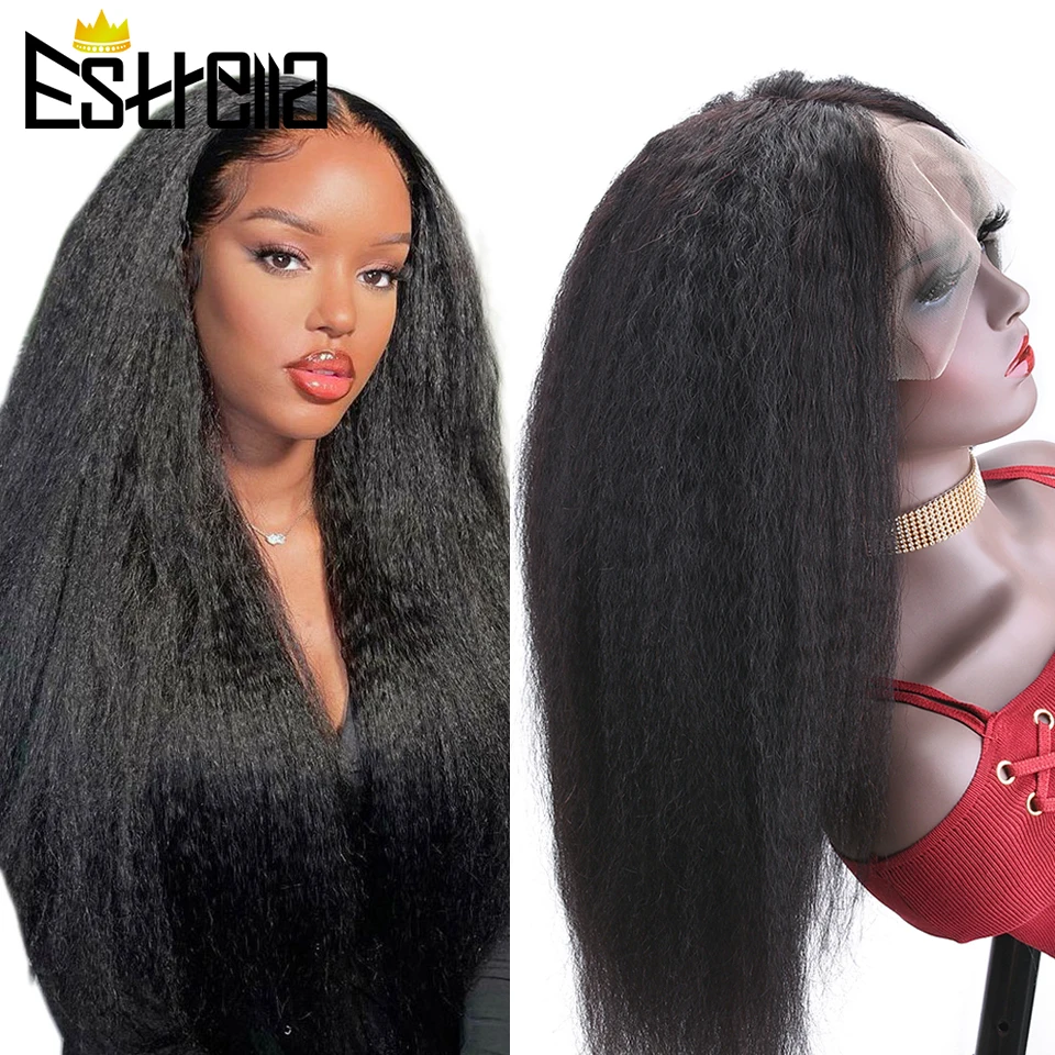 250% Density Kinky Straight Lace Part Wig Peruvian 30Inch Human Hair Wigs For Women Fast Shipping 13×1 Lace Wig Pre Plucked