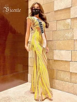 vc yellow sleeveless shinning sequines sexy bodycon celebrity evening party prom long dress vestido