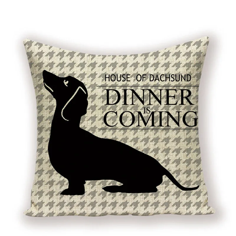 45x45cm Cute Dachshund Animal Puppy Linen Pillow Cover Cotton Sofa Cushion Cover Home Decor Wholesale images - 6