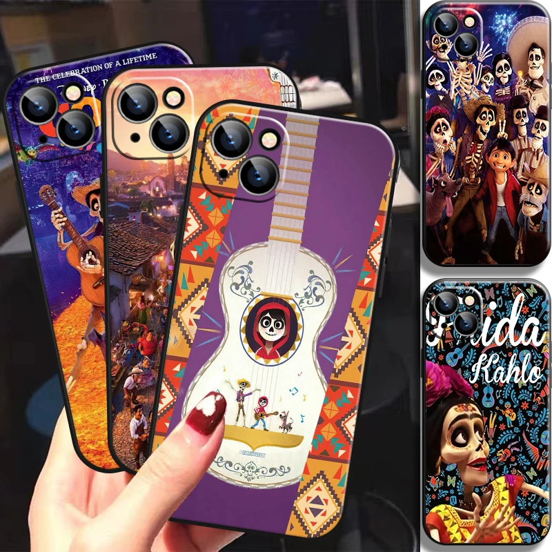 

Disney Coco Miguel Riveras For iPhone 14 13 12 11 Pro Mini X XR XS Max SE 7 8 Plus Phone Case Liquid Silicon Shell Cases Cover