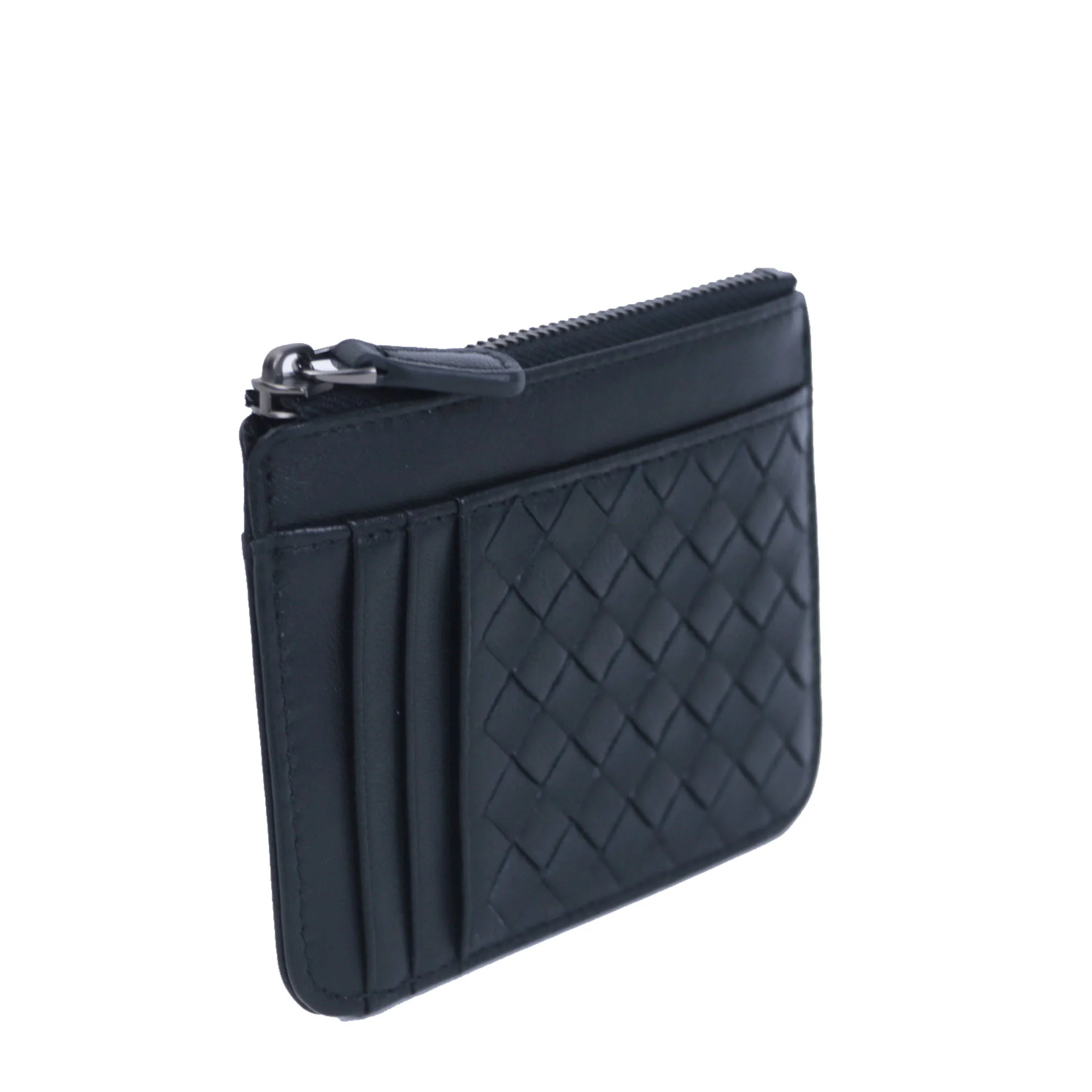 Sheep Skin Genuine Leather Woven Holder Women's Lambskin Zipper Purse Brand Men's Card Holder Ultra-Thin Fold Wallet Coin Pocket