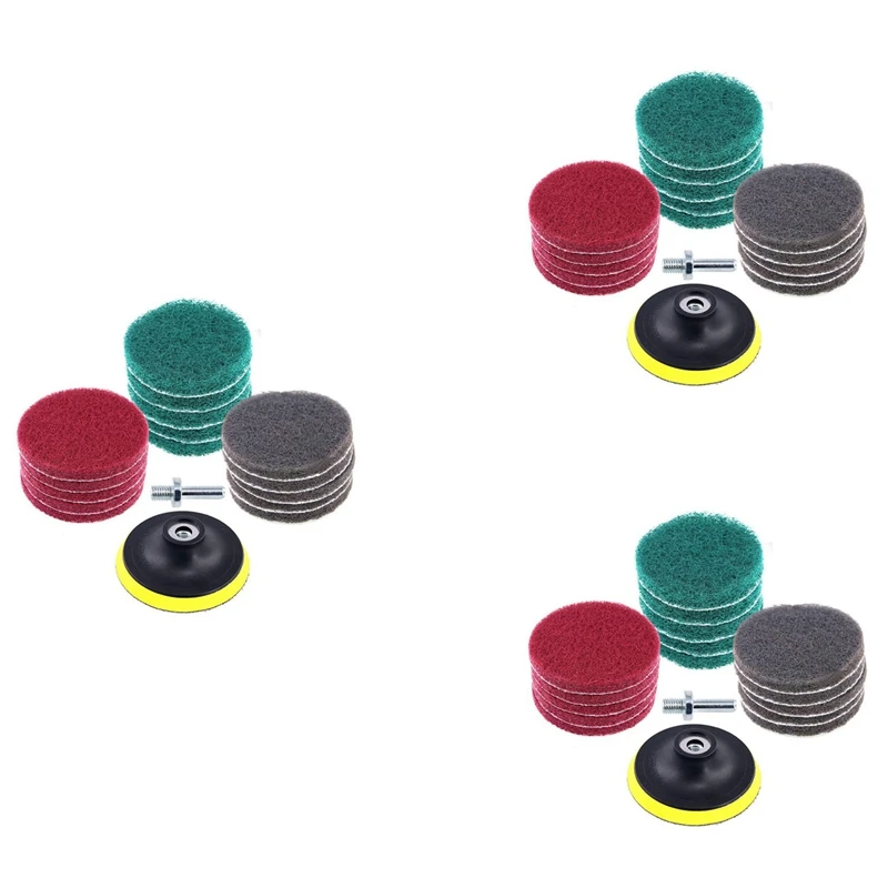 

48Pcs 4 Inch Drill Power Brush Tile Scrubber Scouring Pad Cleaning Kit With 4 Inch Disc Pad Holder 3 Different Stiffness