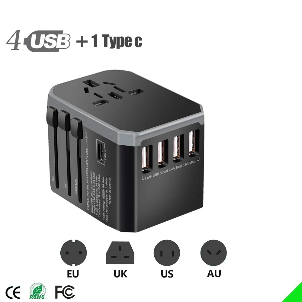 

International universal travel Adapter 4 ports usb charger wall Electric Plugs Sockets Converter EU US UK AU Plug